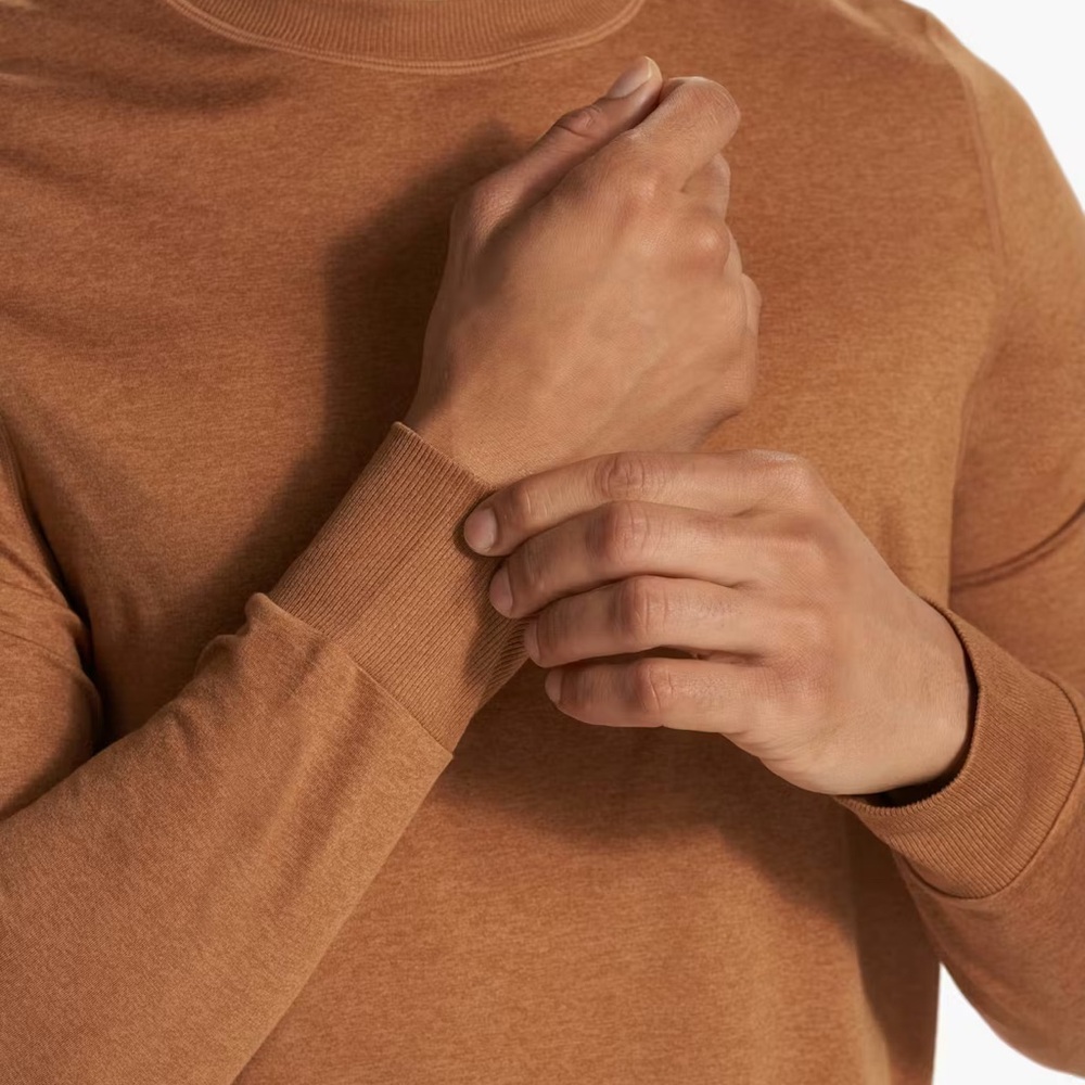 Vuori Ponto Performance Crewneck Sweatshirt in Autumn Heather Gold Size Medium - Picture 5 of 11